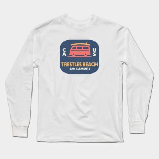 Retro Surfing Emblem Trestles San Clemente California // Vintage Surfing Badge Long Sleeve T-Shirt